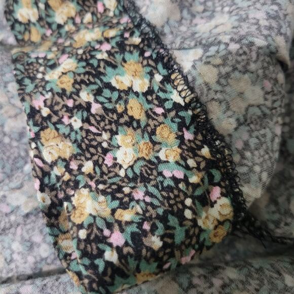 Floral Jumpsuit Vintage Black Ditsy Micro Print Calico 90s Rayon Small Petite - Picture 9 of 15